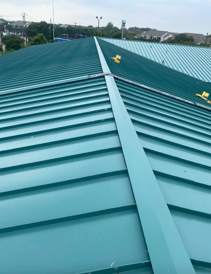 Green commercial metal roof ridge and valley for Metal Roof Repair in Cumberland